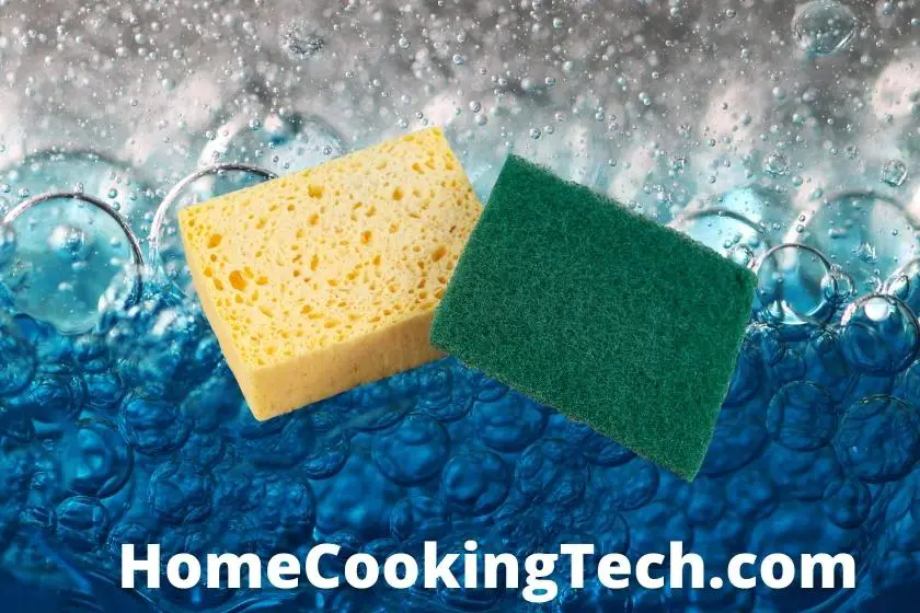 Scrubbing pad and warm water to remove sticky residue